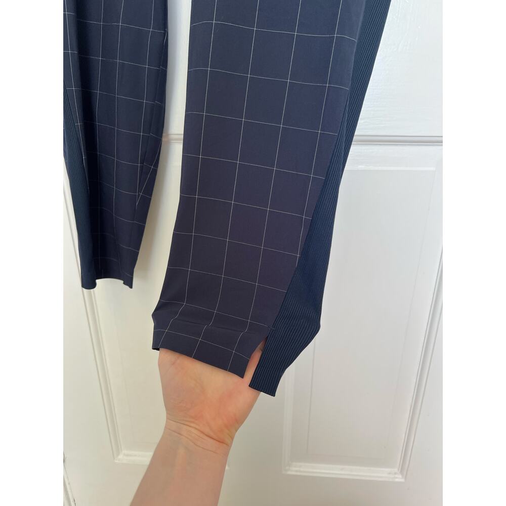 Athleta Brooklyn Textured Ankle Pant Blue WIndowpane Pattern Check Women's 8P - Picture 6 of 14
